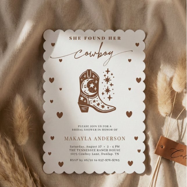 She Found Her Cowboy Western Cowgirl Bridal Shower Invitation (Creator Uploaded)