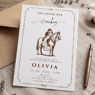 She Found Her Cowboy Western Rustic Bridal Shower Invitation