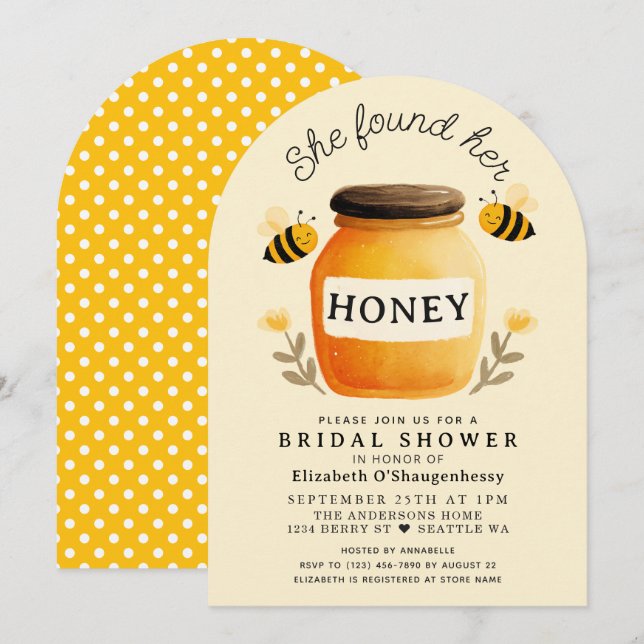She found Her Honey Bee Bridal Shower Arch Invitation (Front/Back)