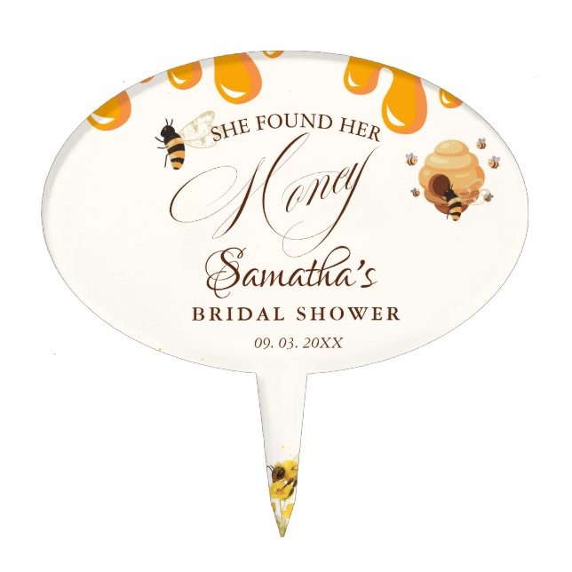 She found her honey Bee bridal shower Cake Topper (Front)