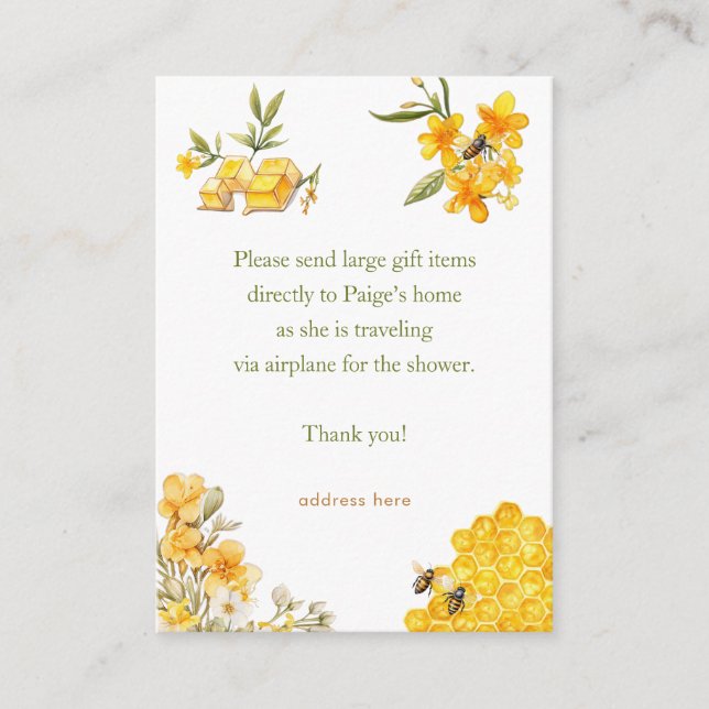 She Found Her Honey Bee Bridal Shower Enclosure Card (Front)