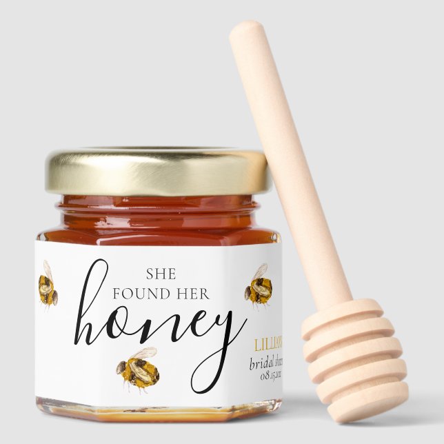 She Found Her Honey Bee Bridal Shower Favor Jar Favors (Front)