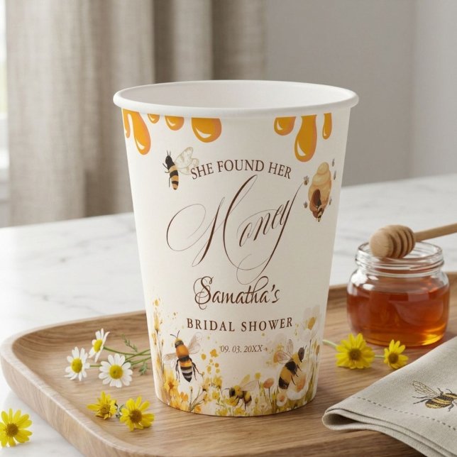 She found her honey Bee bridal shower Paper Cups (Creator Uploaded)