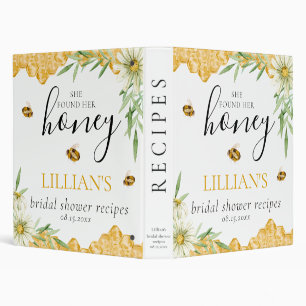 She Found Her Honey Bee Bridal Shower Recipe  3 Ring Binder