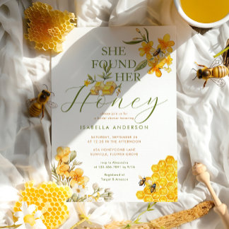 She Found Her Honey Bee Floral Bridal Shower Invitation