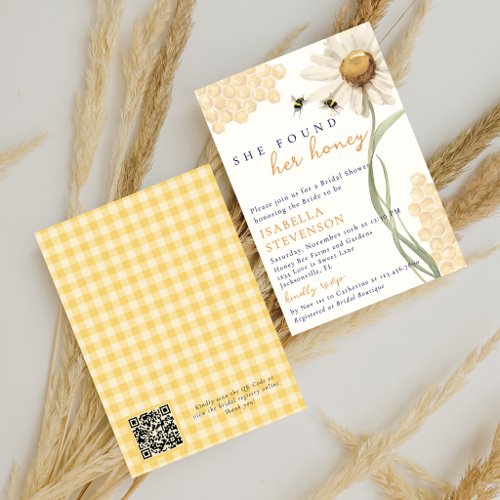 She Found Her Honey Bee QR Code Bridal Shower Invitation