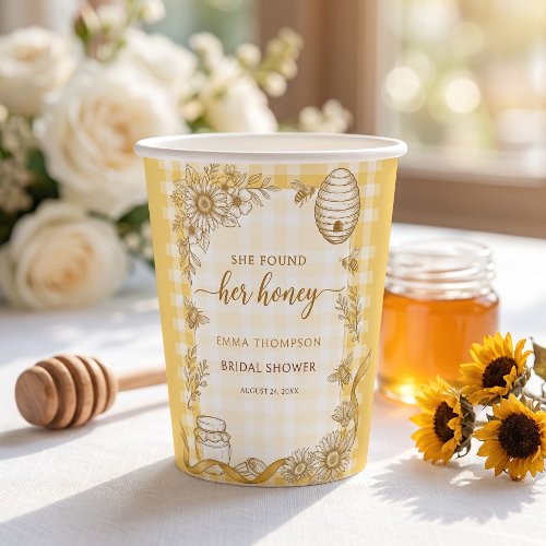 She Found Her Honey Beehive Jar Bridal Shower Paper Cups