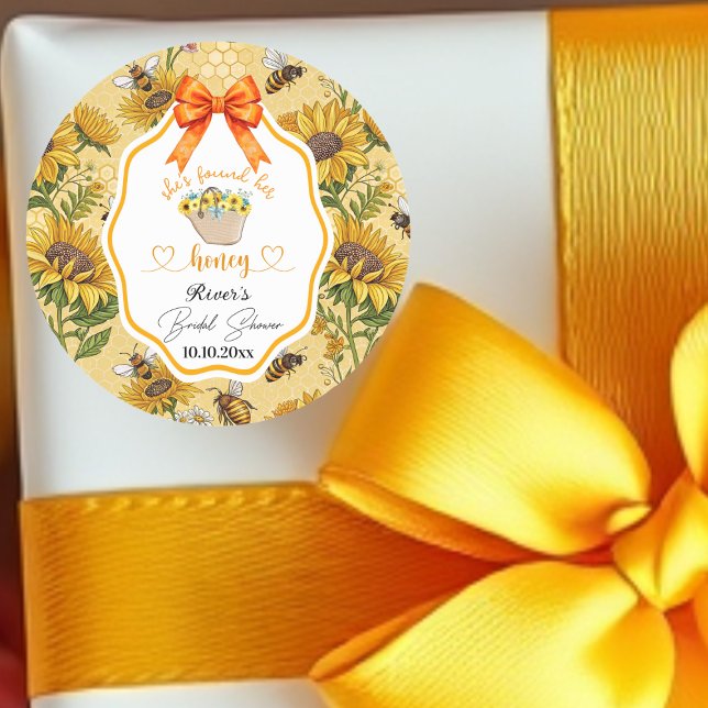 She Found Her Honey Bridal Shower   Classic Round Sticker (Creator Uploaded)