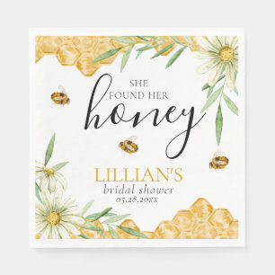 She Found Her Honey Bridal Shower Floral Bee  Napkins