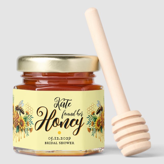 She found her Honey - Bridal Shower Honey Jar Favors (Front)