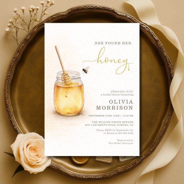 She Found Her Honey Bridal Shower Invitation (Creator Uploaded)
