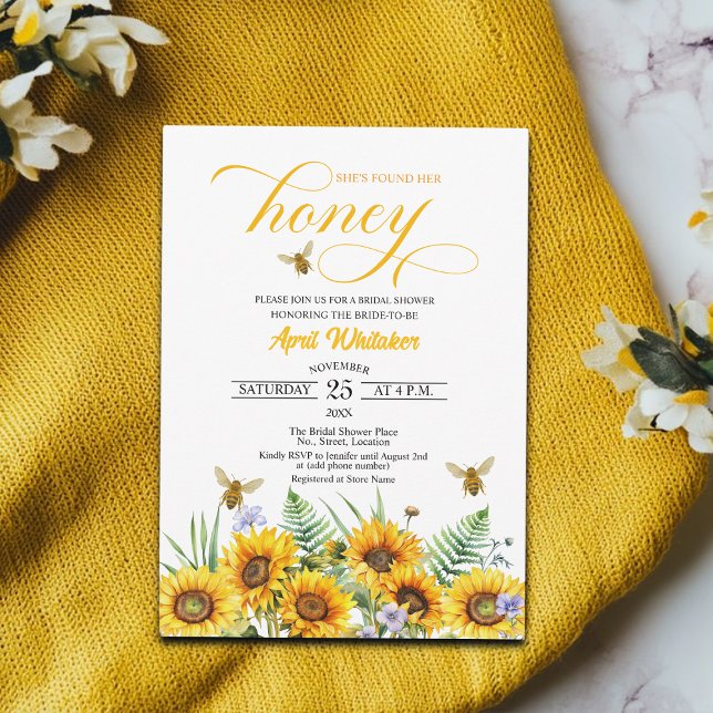 She Found Her Honey Bridal Shower Invitation (Creator Uploaded)