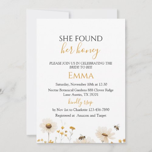 She Found Her Honey Bridal Shower Invitation