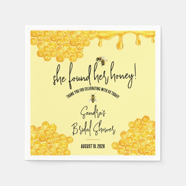 She Found Her Honey! Bridal Shower  Napkins (Front)