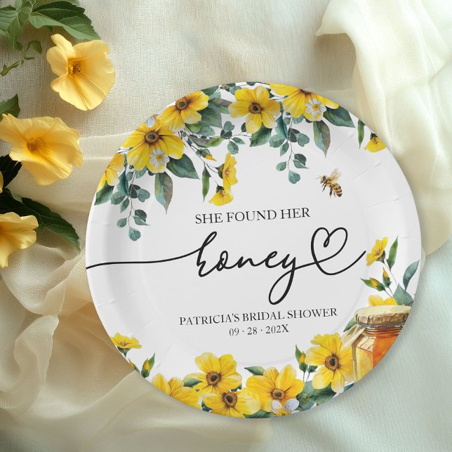 She Found Her Honey Bridal Shower Paper Plates (Creator Uploaded)