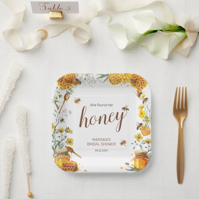 She Found her Honey Bridal Shower Paper Plates (Wedding)