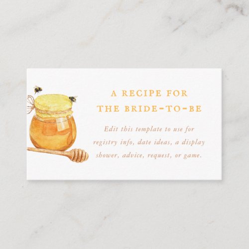 She Found Her Honey Bridal Shower Recipe Request Enclosure Card
