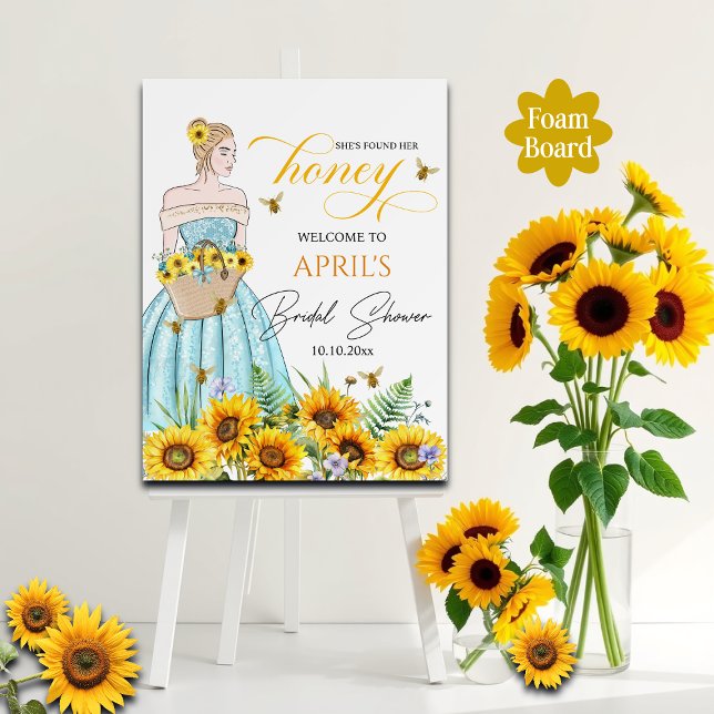 She Found Her Honey Bridal Shower Welcome Foam Board (Creator Uploaded)