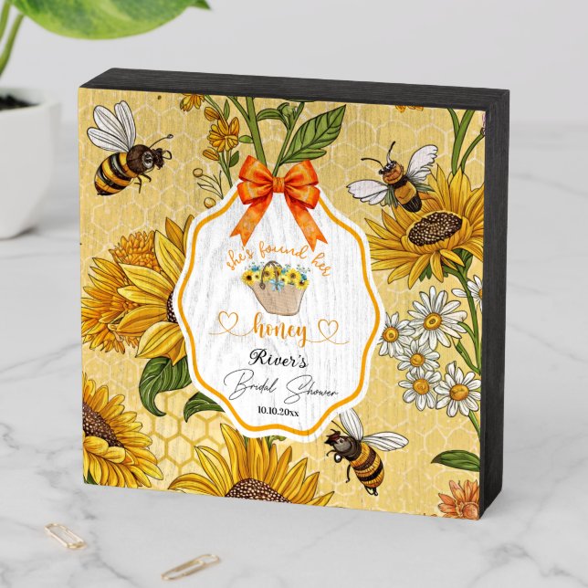 She Found Her Honey Bridal Shower   Wooden Box Sign (In Situ Horizontal)