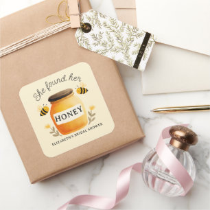 She found her Honey Bridal Shower Yellow Square Sticker