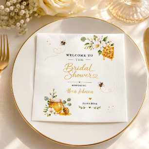 She Found Her Honey Elegant Floral Gold Custom Napkins