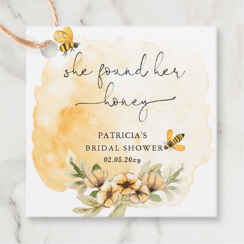 She Found Her Honey Floral Bee Bridal Shower Favor Tags