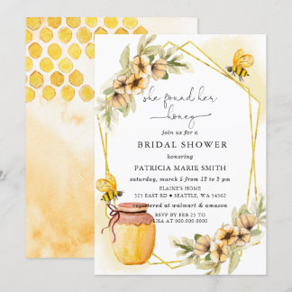 She Found Her Honey Floral Bee Bridal Shower Invitation