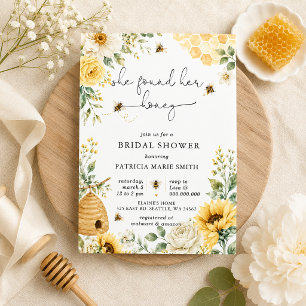 She Found Her Honey Floral Bee Bridal Shower Invitation