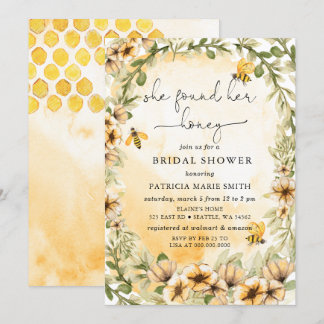 She Found Her Honey Floral Bee Bridal Shower Invitation