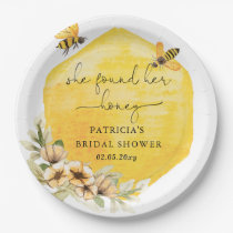 She Found Her Honey Floral Bee Bridal Shower Paper Plates