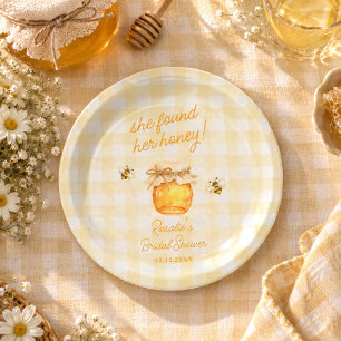 She Found Her Honey Gingham Bridal Shower Paper Plates