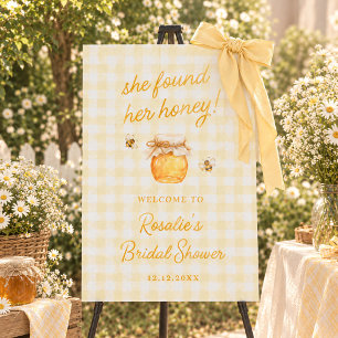 She Found Her Honey Gingham Bridal Shower Welcome Foam Board