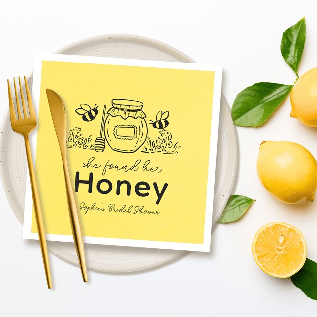 She found her Honey Hand-drawn Bridal Shower Napkins (Creator Uploaded)
