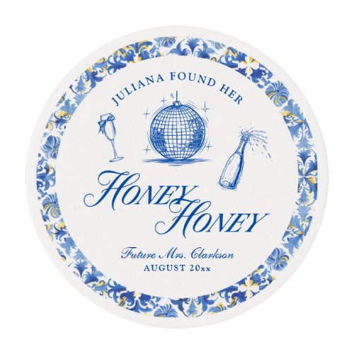 She Found Her Honey Honey Blue Greece Bachelorette Edible Frosting Rounds