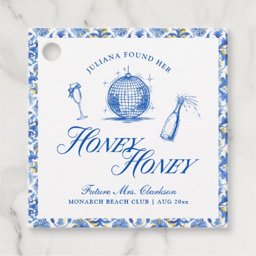 She Found Her Honey Honey Blue Greece Bachelorette Favor Tags