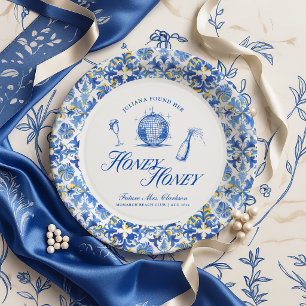 She Found Her Honey Honey Blue Greece Bachelorette Paper Plates