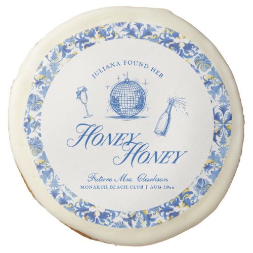 She Found Her Honey Honey Blue Greece Bachelorette Sugar Cookie