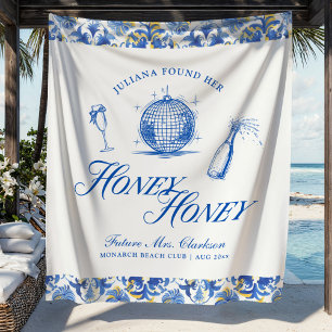 She Found Her Honey Honey Blue Greece Bachelorette Tapestry