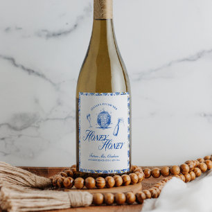 She Found Her Honey Honey Blue Greece Bachelorette Wine Label