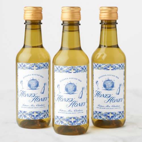 She Found Her Honey Honey Blue Greece Bachelorette Wine Label