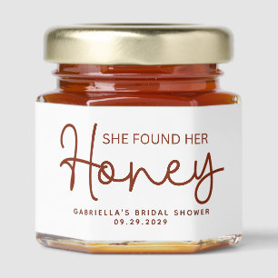 She Found Her Honey Modern Terracotta White Script Honey Jar Favors