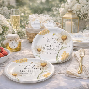 She Found Her Honey Personalized Bee Bridal Shower Paper Plates