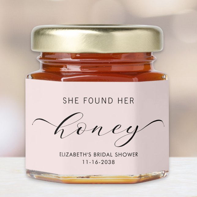 She Found Her Honey Pink Bridal Shower Honey Jar Favors (Creator Uploaded)