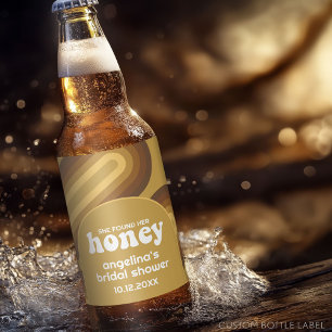 She Found Her Honey - Retro Stripes Bridal Shower Beer Bottle Label