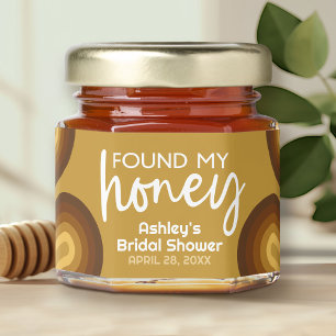 She Found Her Honey - Retro Stripes Bridal Shower Honey Jar Favors