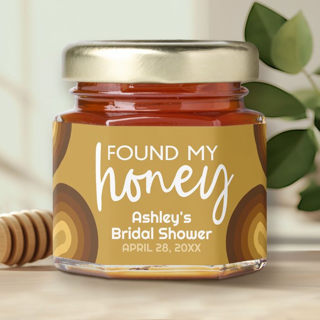 She Found Her Honey - Retro Stripes Bridal Shower Honey Jar Favors (Found My Honey - Bridal Shower Honey Jar Favor)