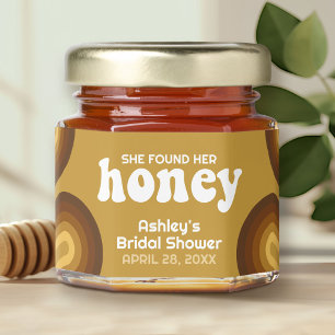 She Found Her Honey - Retro Stripes Bridal Shower Jar Favors