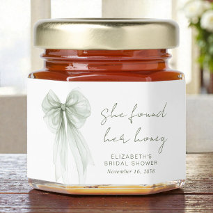 She Found Her Honey Sage Bow Bridal Shower Jar Favors