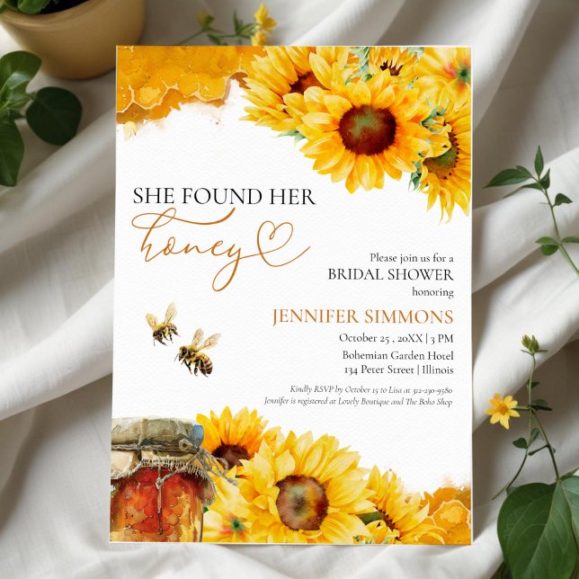 She Found Her Honey | Sunflower Bridal Shower Invitation (Creator Uploaded)
