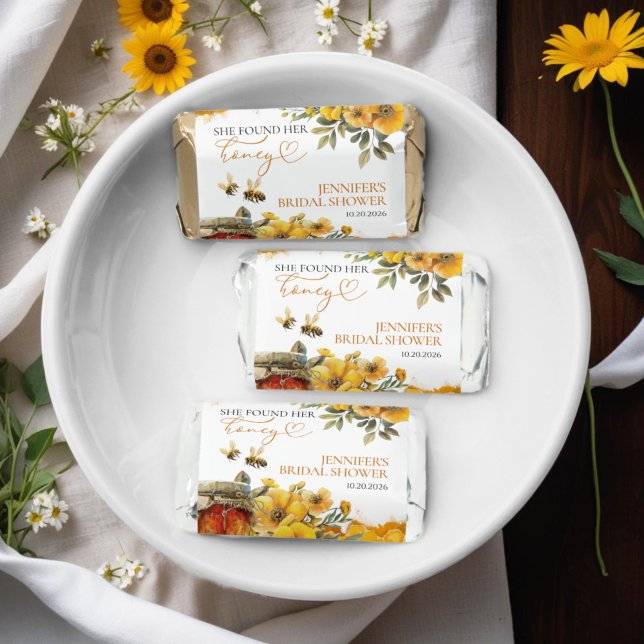 She Found Her Honey | Watercolor Bridal Shower Hershey's Miniatures (Creator Uploaded)